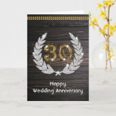 エレガントな田舎風の木製30周年記念結婚式 カード (黄色い花)