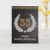 エレガントな田舎風の木製55周年記念結婚記念日 カード (黄色い花)