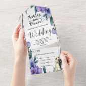 エレガントな田舎風の花のリース 花嫁 花婿 結婚式 オールインワン招待状 (貼ってはがせる)