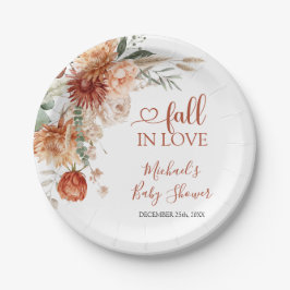 エレガントな田舎風の野の花 Fall in Love ベビーシャワー ペーパープレート