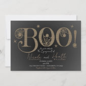 エレガントな田舎風のBOO 魔法のハロウィンエンゲージメント 招待状 (正面)
