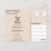 エレガントな田舎風アースカラーの結婚式Save the Date ポストカード (裏面)