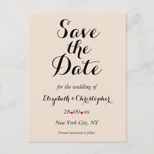 エレガントな田舎風アースカラーの結婚式Save the Date ポストカード (正面)