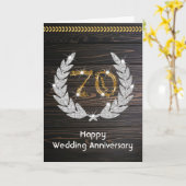 エレガントな田舎風ウッド70周年記念結婚記念日 カード (黄色い花)