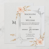 エレガントな田舎風ボヘミアンな野生の花の結婚式 招待状 (正面/裏面)