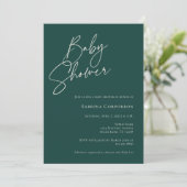 エレガントな男女兼用ベビーシャワー | ダークグリーン 招待状 (スタンド正面)