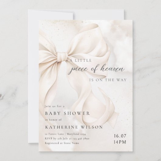 エレガントな男女兼用 クラウドベイビーシャワー 招待状 (正面)