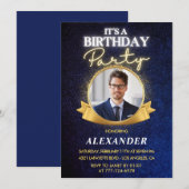 エレガントな男性の37歳誕生日招待状   おしゃれ 招待状 (正面/裏面)