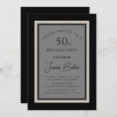 エレガントな男性の50歳誕生日パーティー 招待状 (正面/裏面)