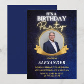 エレガントな男性の63歳の誕生日招待状   おしゃれ 招待状 (正面/裏面)