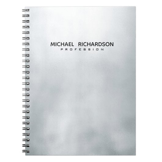 エレガントな男性向けシルバー ブラック カスタム ノートブック (正面)