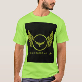 エレガントな男性用ライムグリーンの「God Bless You」名入れTシャツ Tシャツ