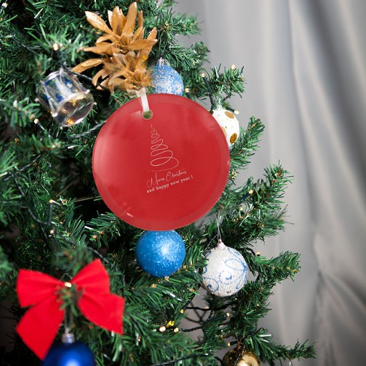 エレガントな白いクリスマスツリー 赤 ガラスオーナメント