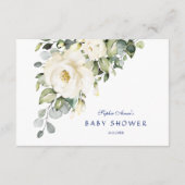 エレガントな白いクリーム色の花の男の子の本 赤ちゃんのための本 エンクロージャーカード (裏面)