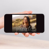 エレガントな白いスクリプト写真 卒業パーティー 招待状