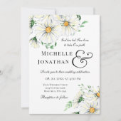 エレガントな白いデイジーの花のクリスチャンウェディング 招待状 (正面)