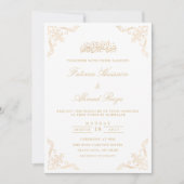 エレガントな白いニカ・イスラム教の結婚式 招待状 (正面)