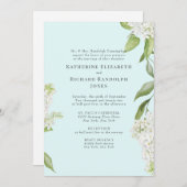 エレガントな白いハイドランジア シーfoam IV ウェディング 招待状 (正面/裏面)