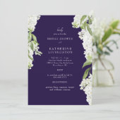 エレガントな白いハイドランジア ネイビー ブライダルシャワー 招待状 (スタンド正面)