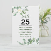 エレガントな白いバラとグリーン テーブルNo 招待状 (スタンド正面)