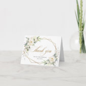 エレガントな白いバラとユーカリの結婚式のお礼 サンキューカード (正面)