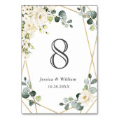 エレガントな白いバラとユーカリの結婚式 テーブルナンバー (裏面)