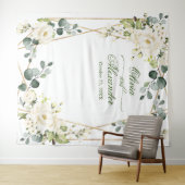 エレガントな白いバラのウェディング フォトブース バックドロップ タペストリー (インサイチュ(横))