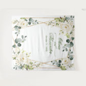 エレガントな白いバラのウェディング フォトブース バックドロップ タペストリー (正面(横))