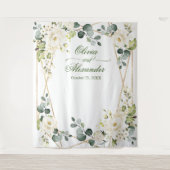 エレガントな白いバラのウェディング フォトブース バックドロップ タペストリー (正面)