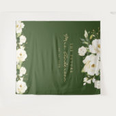 エレガントな白いバラのブライダルシャワーダークフォト タペストリー (正面(横))