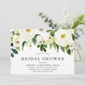 エレガントな白いバラのブライダルシャワー 招待状 (スタンド正面)