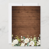 エレガントな白いバラのレースと木製のウェディング 招待状 (裏面)