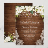 エレガントな白いバラのレースのクラシカルな結婚前お披露目パーティー 招待状 (正面/裏面)