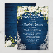 エレガントな白いバラのレースのクラシックな前撮りパーティー 招待状 (正面/裏面)