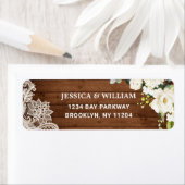 エレガントな白いバラのレース ラスティック 返送先住所 ラベル (インサイチュ)