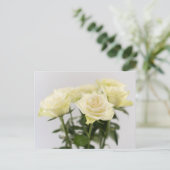 エレガントな白いバラの花の写真(グレー背景) ポストカード (スタンド正面)