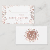 エレガントな白いバラの金ゴールドの花柄の座席表 プレイスカード (正面/裏面)