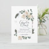 エレガントな白いバラアンパサンド フラワーアーチ ウェディング 招待状 (スタンド正面)