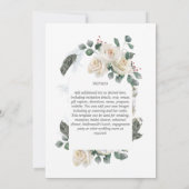 エレガントな白いバラアンパサンド フラワーアーチ ウェディング 招待状 (裏面)