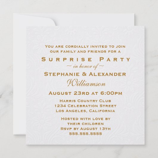 エレガントな白いバラ 50周年結婚記念日パーティー 招待状 (裏面)