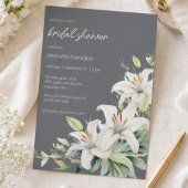 エレガントな白いユリのブライダルシャワー 招待状