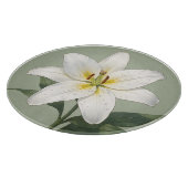 エレガントな白いユリの露滴の植物画 カッティングボード (角)
