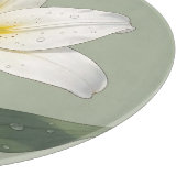エレガントな白いユリの露滴の植物画 カッティングボード (角)