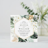 エレガントな白いラン Orchids ボヘミアングリーンウェディング 招待状 (スタンド正面)