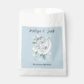 エレガントな白い冬の幻想のドラゴンとバラのウェディング フェイバーバッグ (正面)