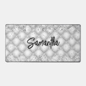 エレガントな白い房状のきらきらと輝くグリッター デスクマット (正面)