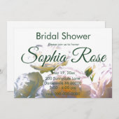 エレガントな白い桃色のオレンジがかったブッシュローズ 招待状 (正面/裏面)