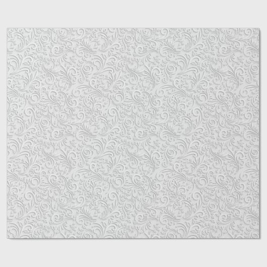 エレガントな白い模様 ラッピングペーパー (フラット)