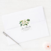 エレガントな白い水彩の花と緑の結婚式 スクエアシール (封筒)