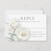 エレガントな白い牡丹の結婚式出欠確認カード 出欠カード (正面)